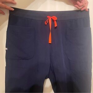 Figs Navy Pants with Orange Accents